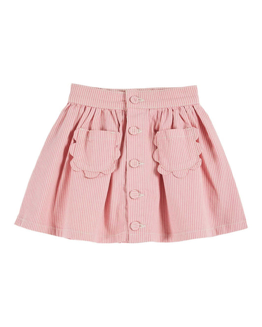 Emile et Ida Pink Striped Flower Pocket Skirt Rose