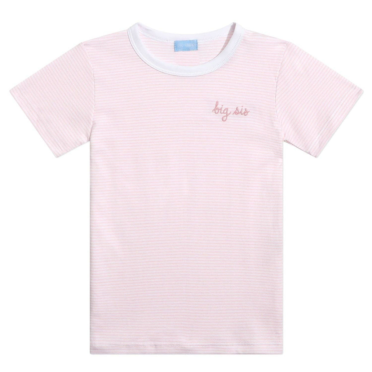 Joy Street - "Big Sis" Short Sleeve Tee in Pink Stripe: Pink Stripe