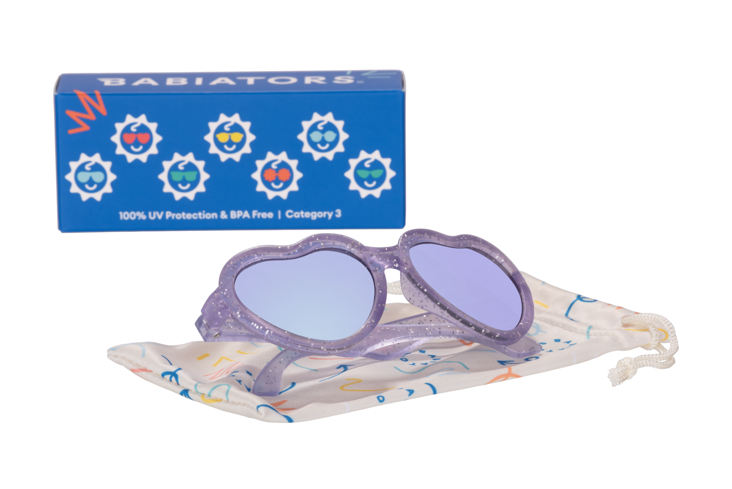 Babiators - Limited Edition Lavender Shimmer Hearts with  Mirrored Lens: Ages 0-2