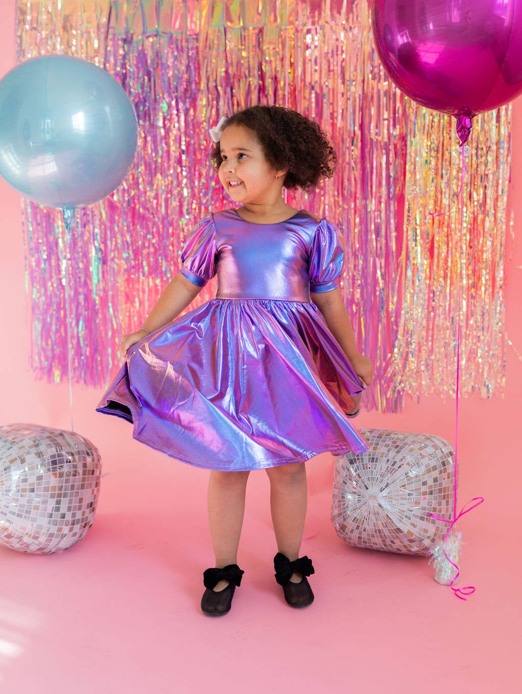 Ollie Jay - Puff Dress in Purple Lamé