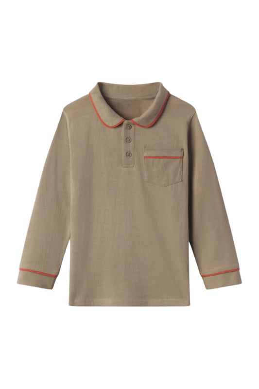 Baybala Beau Polo Long Sleeve Vetiver and Chutney