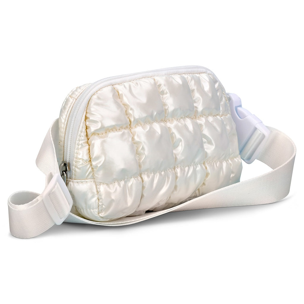 Iscream Pearl White Shiny Puffer Belt Bag