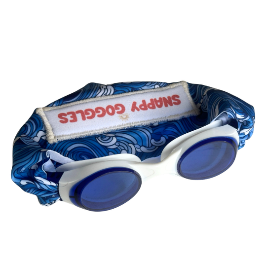 Snappy Goggles - Kids Swim Goggles – Floatable Fabric Strap (Ages 3+): Tidal Waves