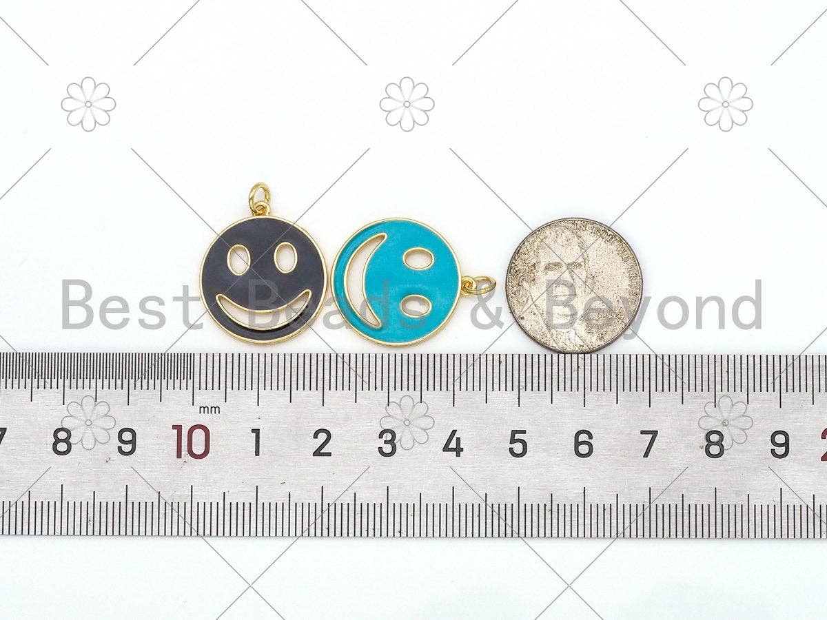 Gold Filled Enamel Colorful Smiley Face Charm