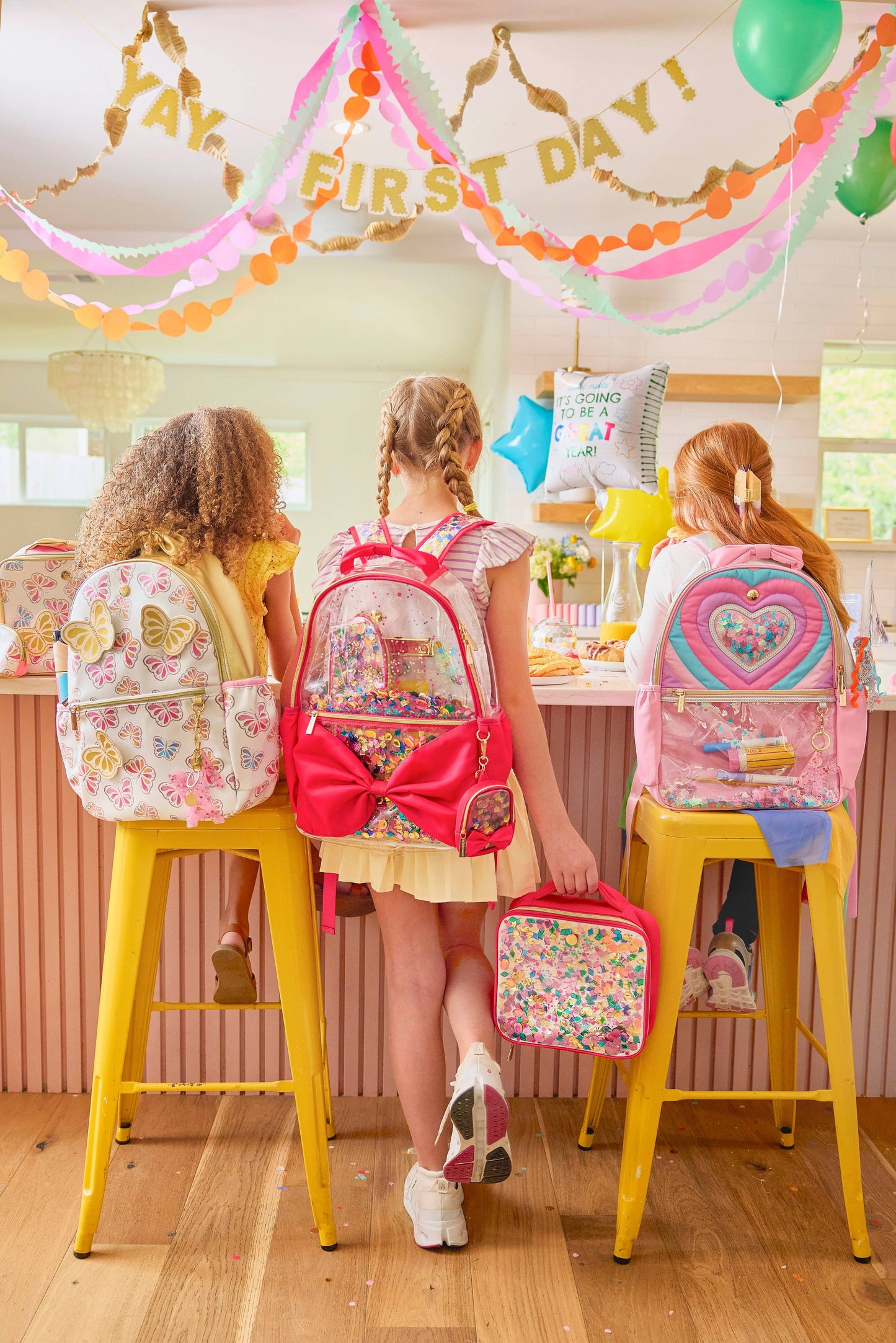Packed Party - "Taylor" Quilted Confetti Hearts Backpack
