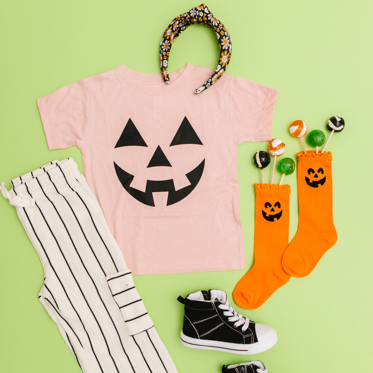 Benny & Ray Apparel - Jack O Lantern Face Halloween T-Shirt: Pink