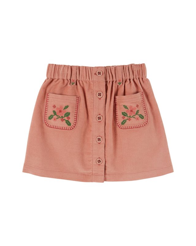 Emile & Ida Embroidered Flowers Pocket Skirt Sakura