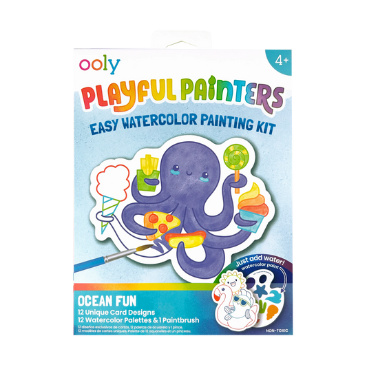 OOLY - Playful Painters: Easy Watercolor Painting Kit - Ocean Pals