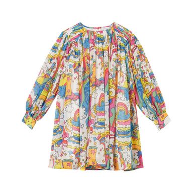 Stella McCartney Girl Ls Printed Georgette Dress White