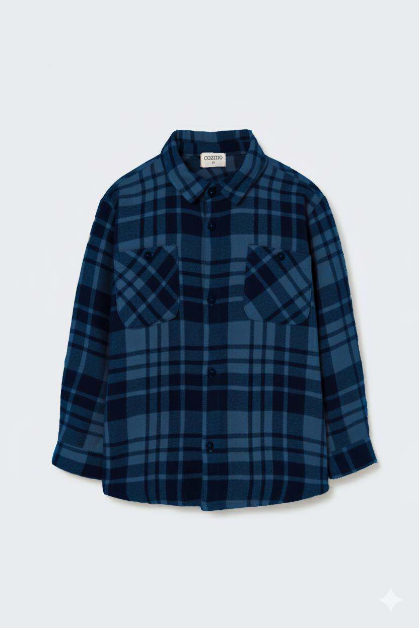 Cozmo Greg Soft Tartan Flannel Shirt Navy