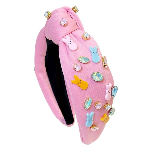 Mavi Bandz - Easter Peeps Rabbits Pastel Jewel Rhinestone Knot Headband