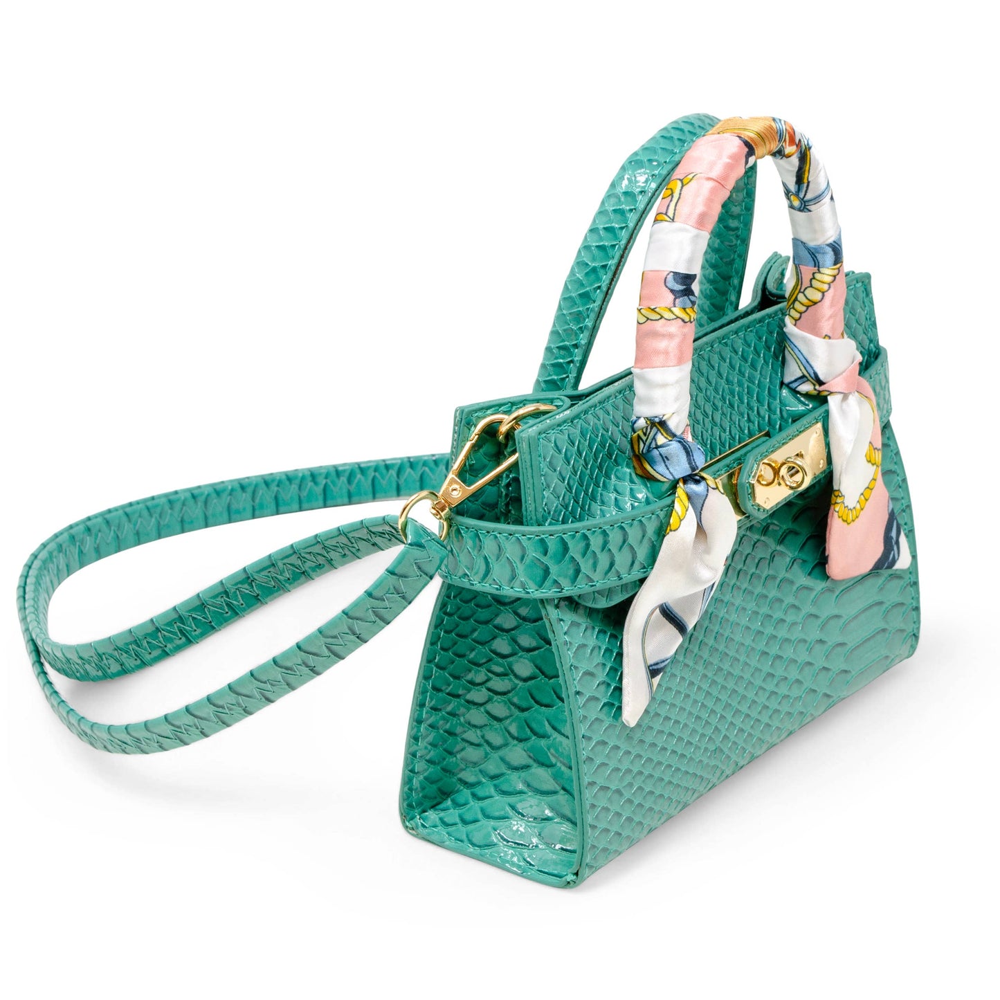 Tiny Treats and ZOMI GEMS - Vivid Crocodile Scarf Handbag: Green