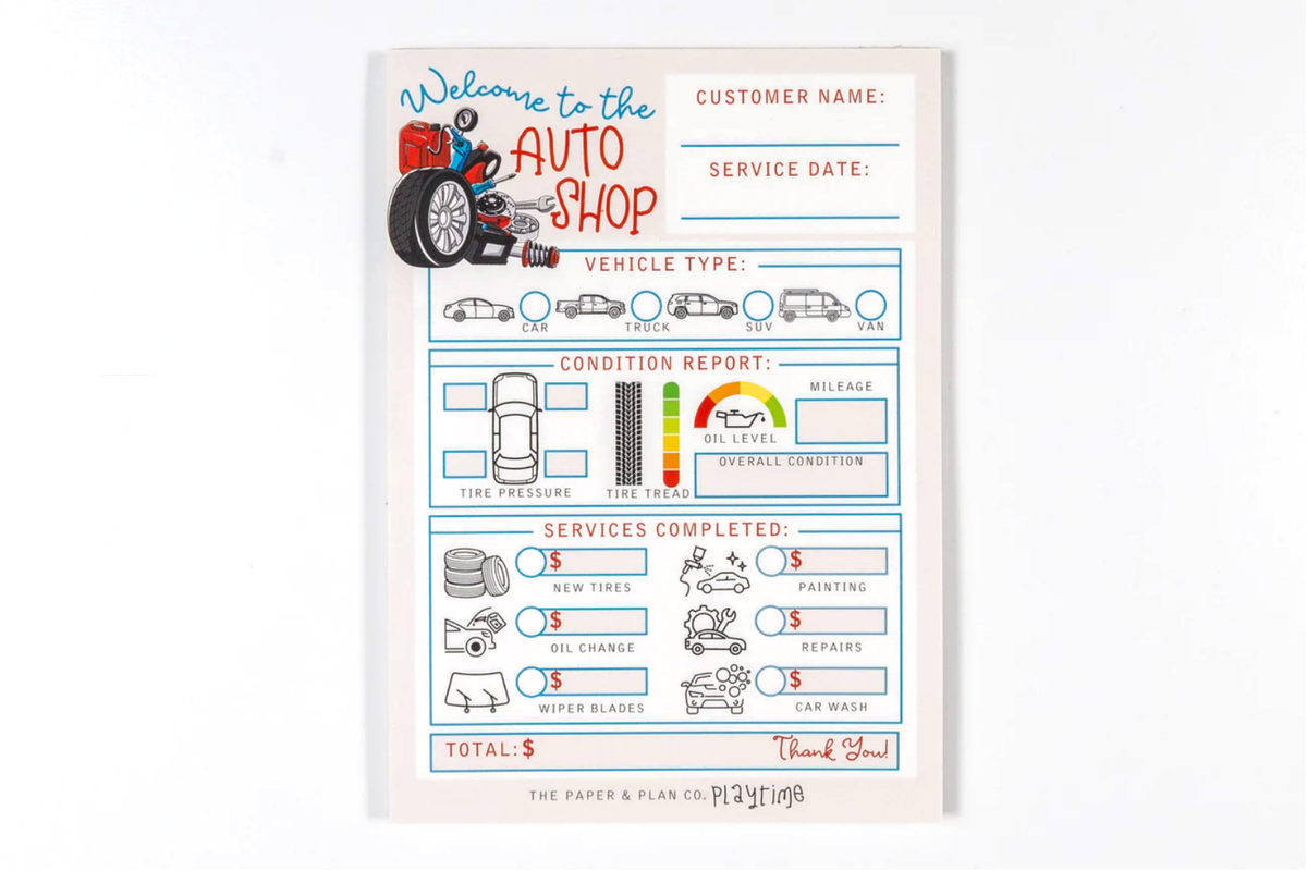The Paper and Plan Co. - Auto Shop Playtime Pad®