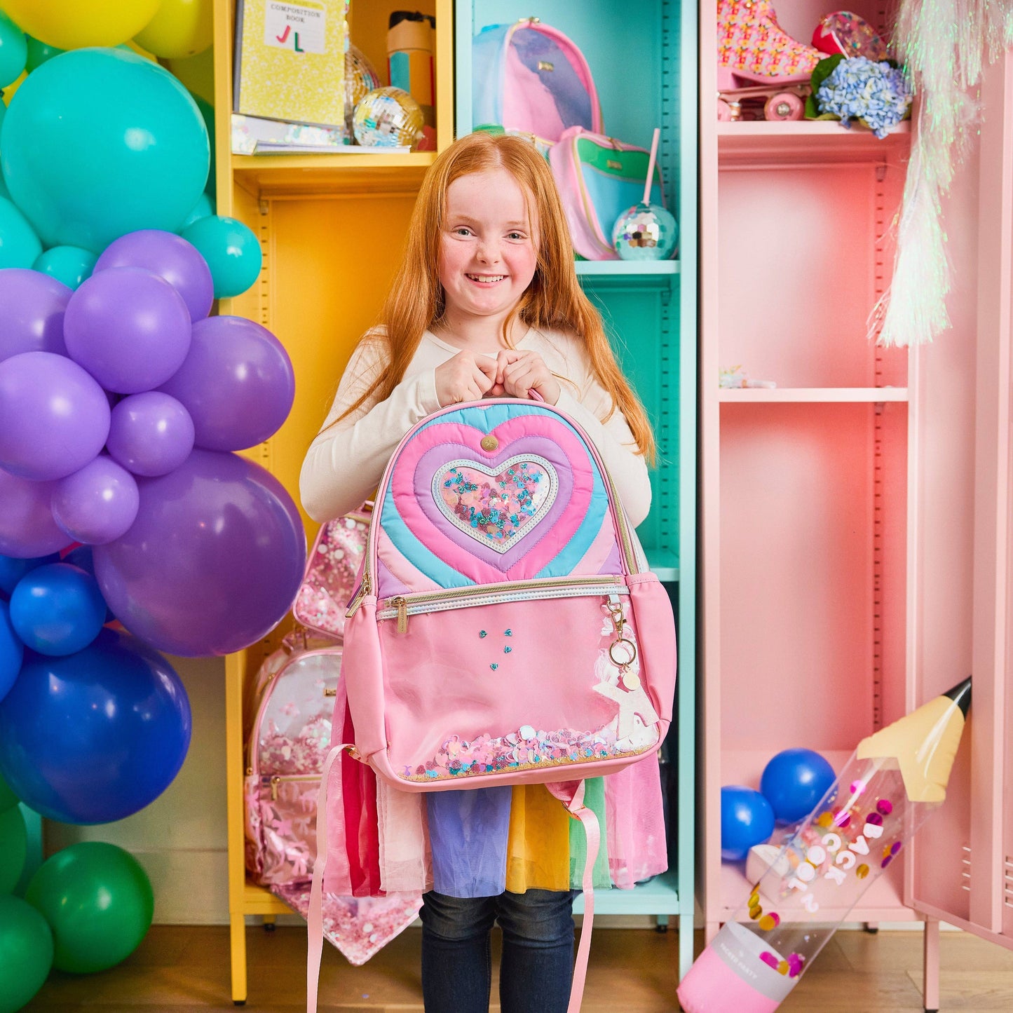 Packed Party - "Taylor" Quilted Confetti Hearts Backpack
