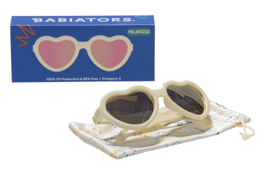 Babiators - Sweet Cream Polarized Heart Sunglasses with Mirrored Lens: Ages 0-2