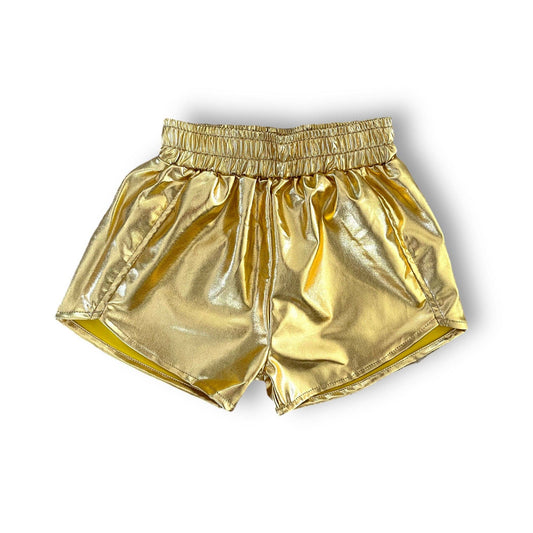 Best Day Ever Kids - Girls Shiny Gold Retro Shorts