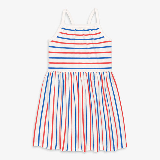 Primary - Kids picnic dress in stripe: Blueberry-strawberry-stripe