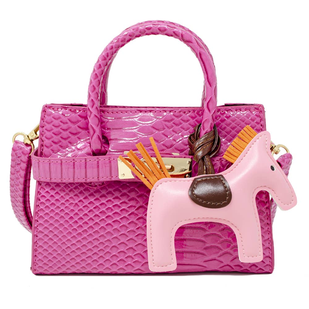 Tiny Treats and ZOMI GEMS - Crocodile Pony Handbag: Hot Pink