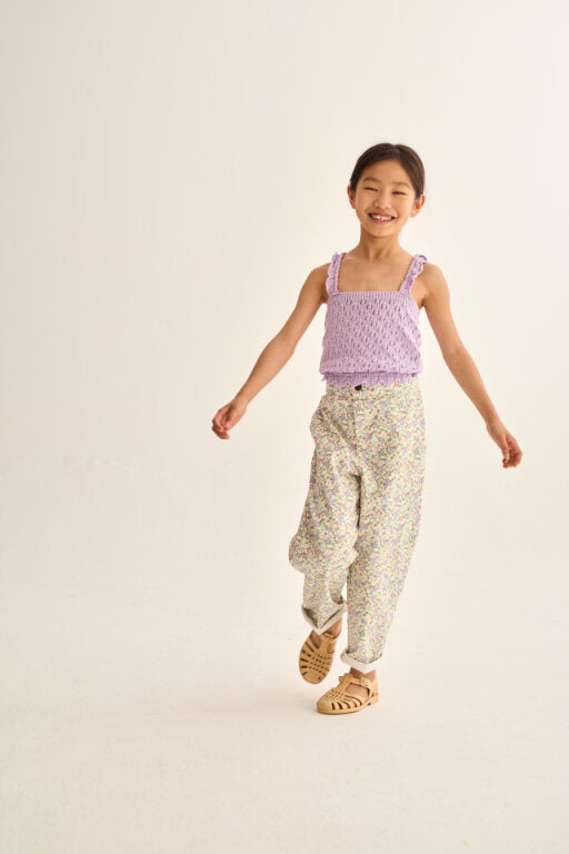 Cozmo Paola Floral Twill Cotton Pants Multi