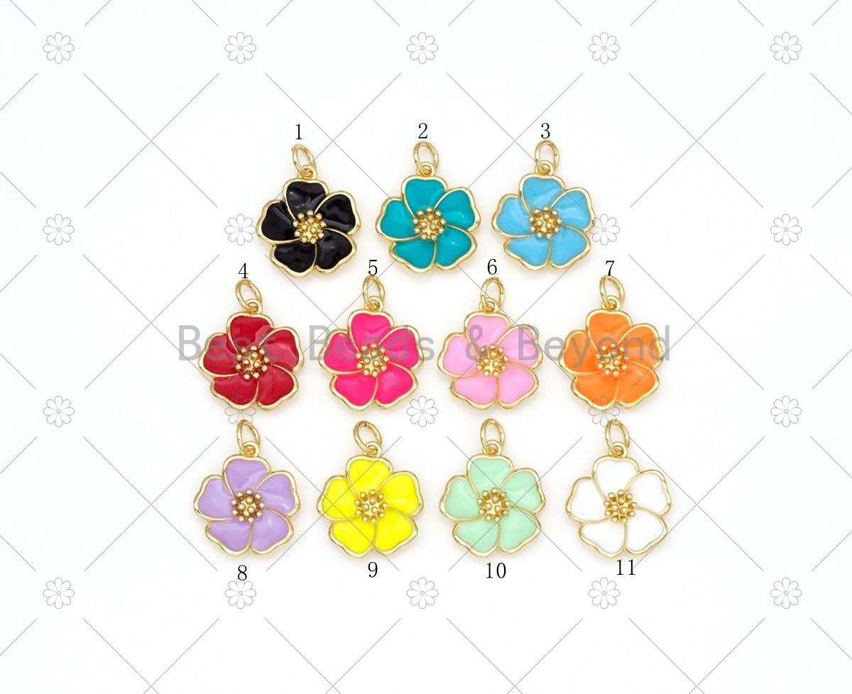 BestBeads&Beyond - Colorful Enamel Flower Charm