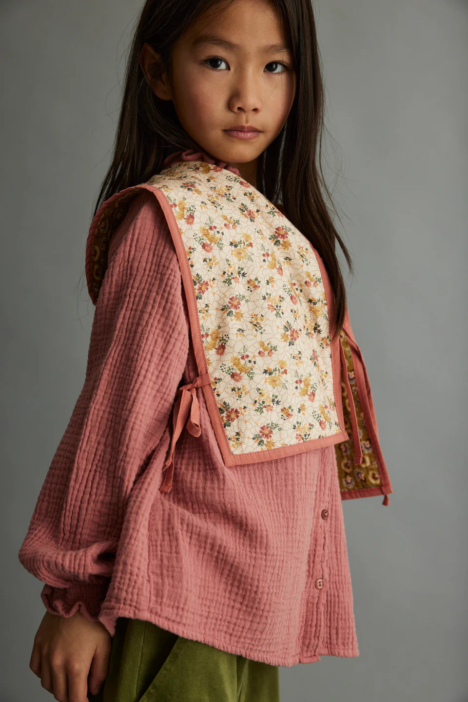 My Little Cozmo Organic Floral Reversible Vest Multicolor