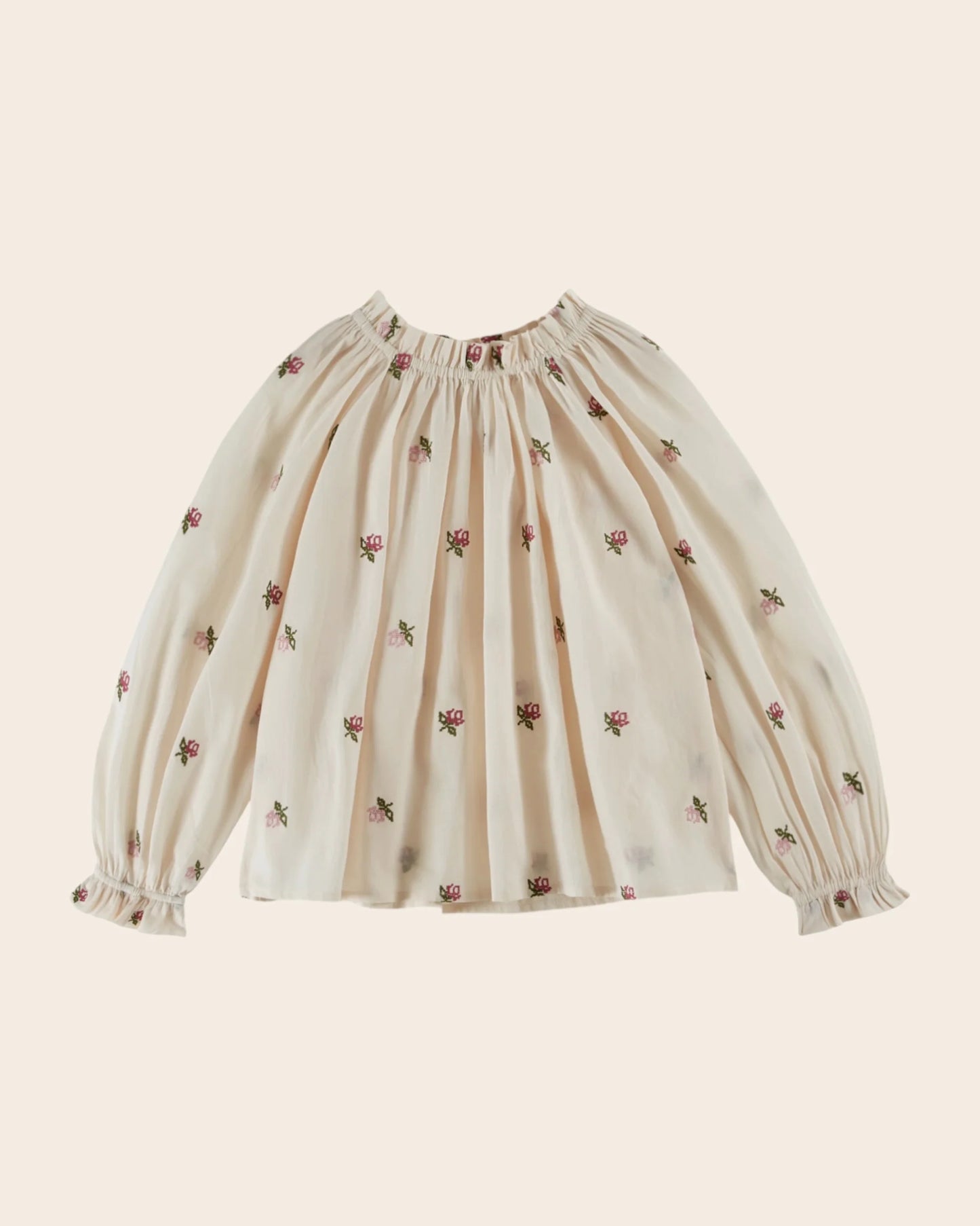 Emile Et Ida Cross-Stitch Flowers Blouse Ecru