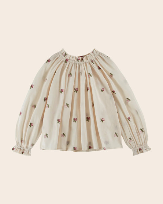 Emile Et Ida Cross-Stitch Flowers Blouse Ecru