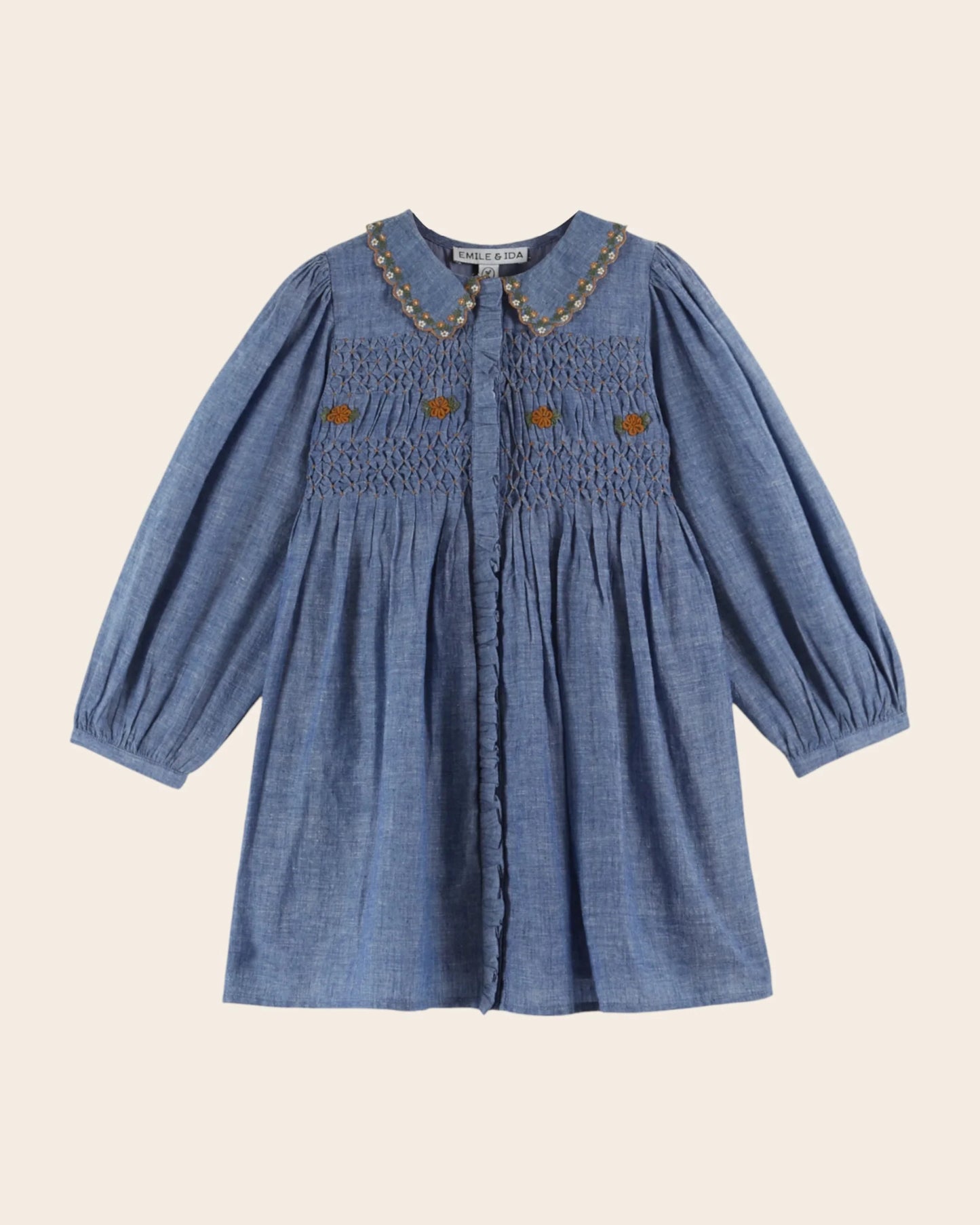 Emile Et Ida Chambray Smocked Dress