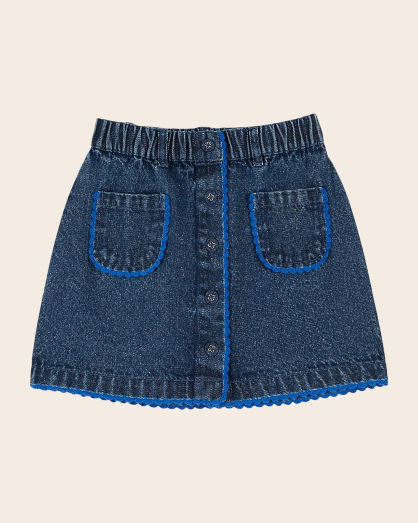 Emile Et Ida Blue Scalloped Denim Skirt