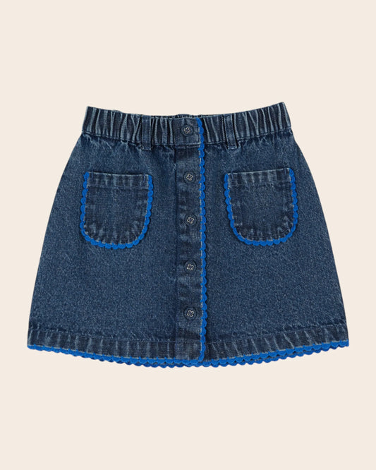 Emile Et Ida Blue Scalloped Denim Skirt
