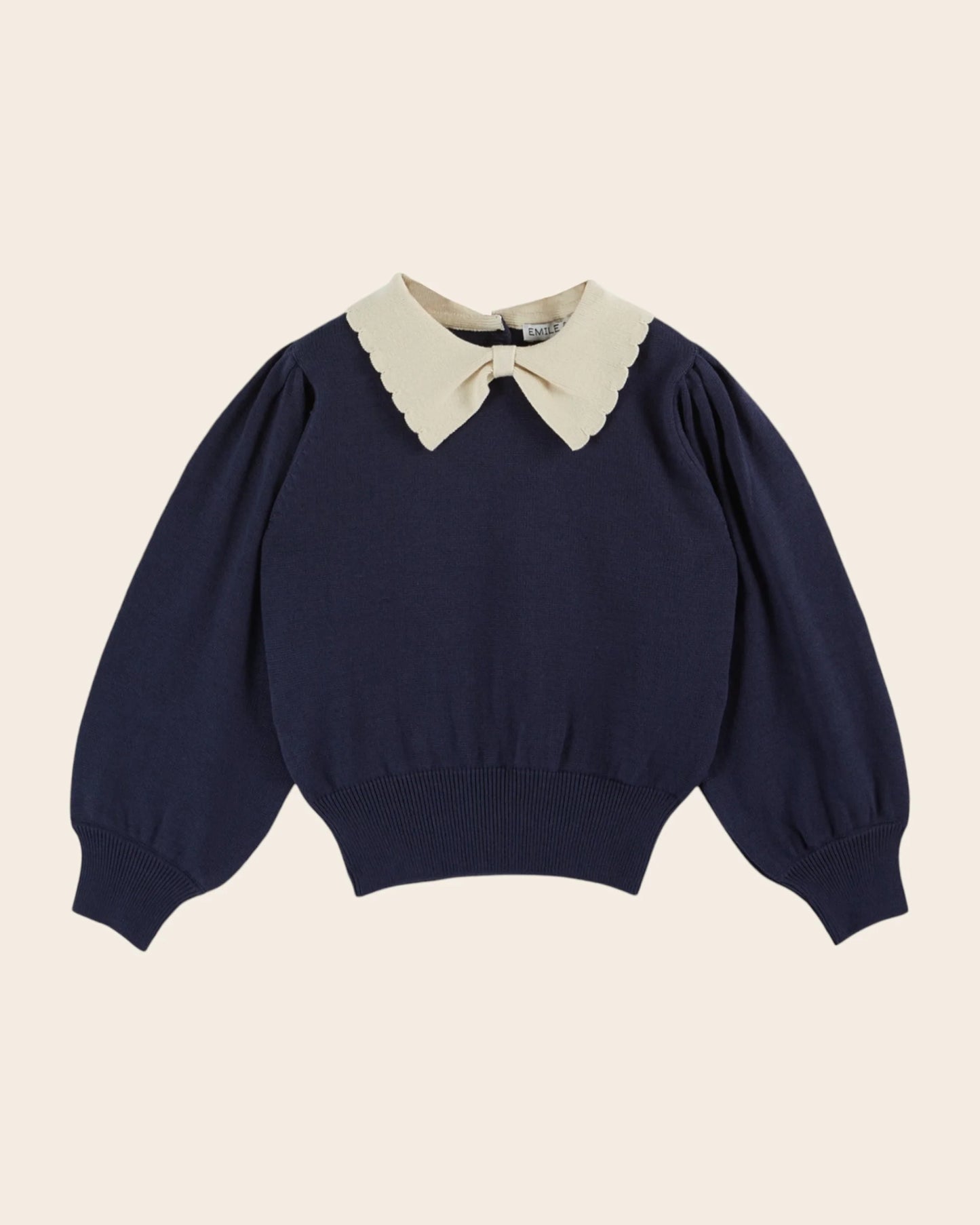 Emile Et Ida Pierrot Collar Sweater Organic Cotton Navy