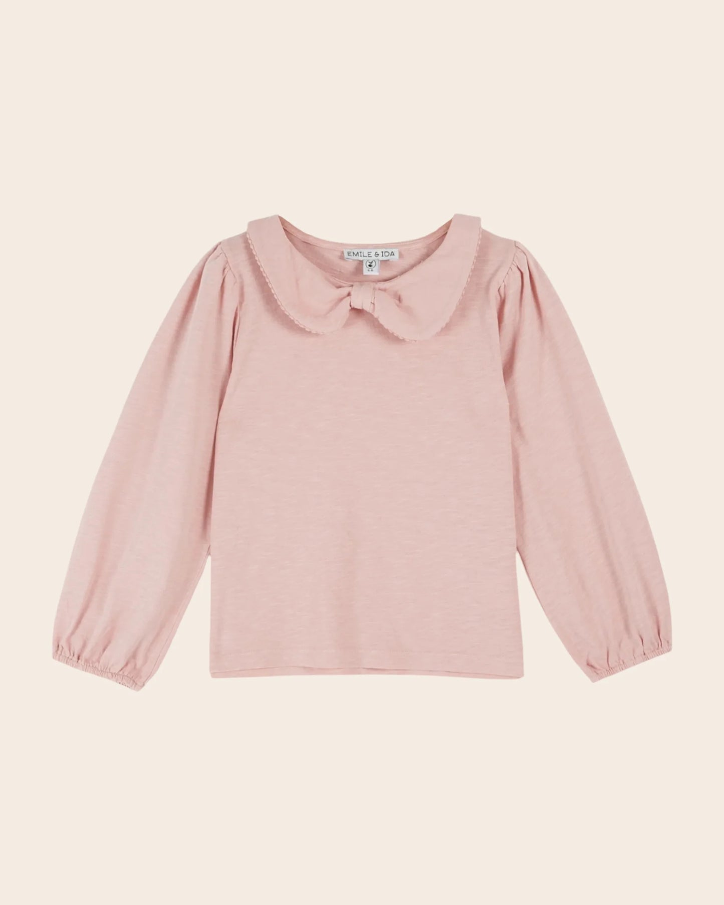 Emile Et Ida Pink Organic Cotton Bow-neck T-shirt