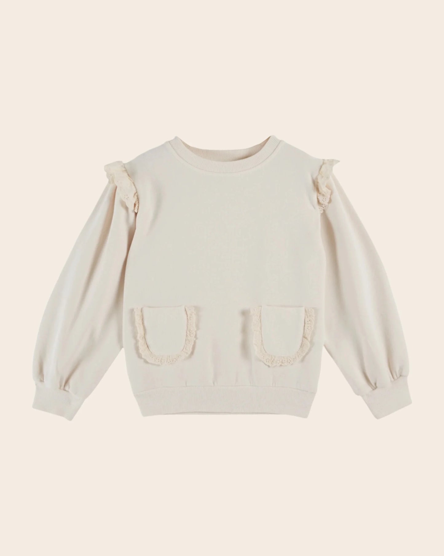 Emile Et Ida Cream Organic Cotton Ruffled Sweatshirt