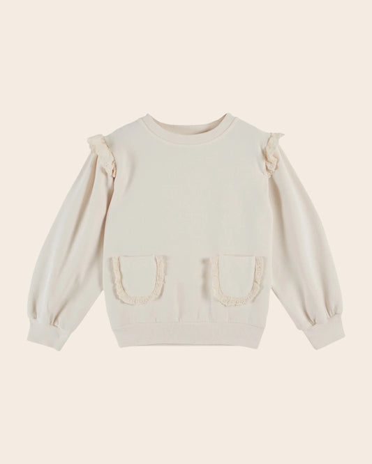Emile Et Ida Cream Organic Cotton Ruffled Sweatshirt