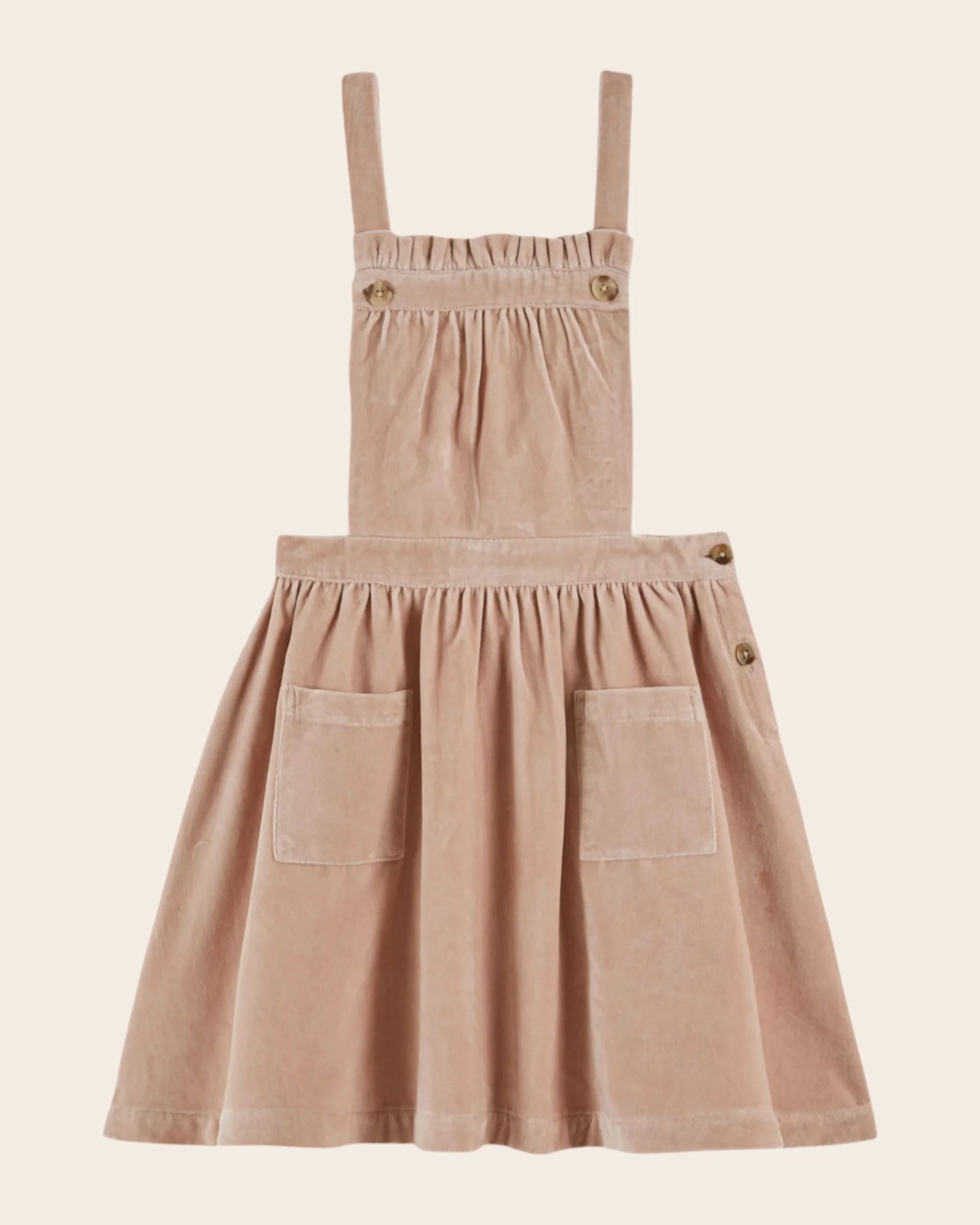 Emile Et Ida Pink Velvet Dungarees Dress