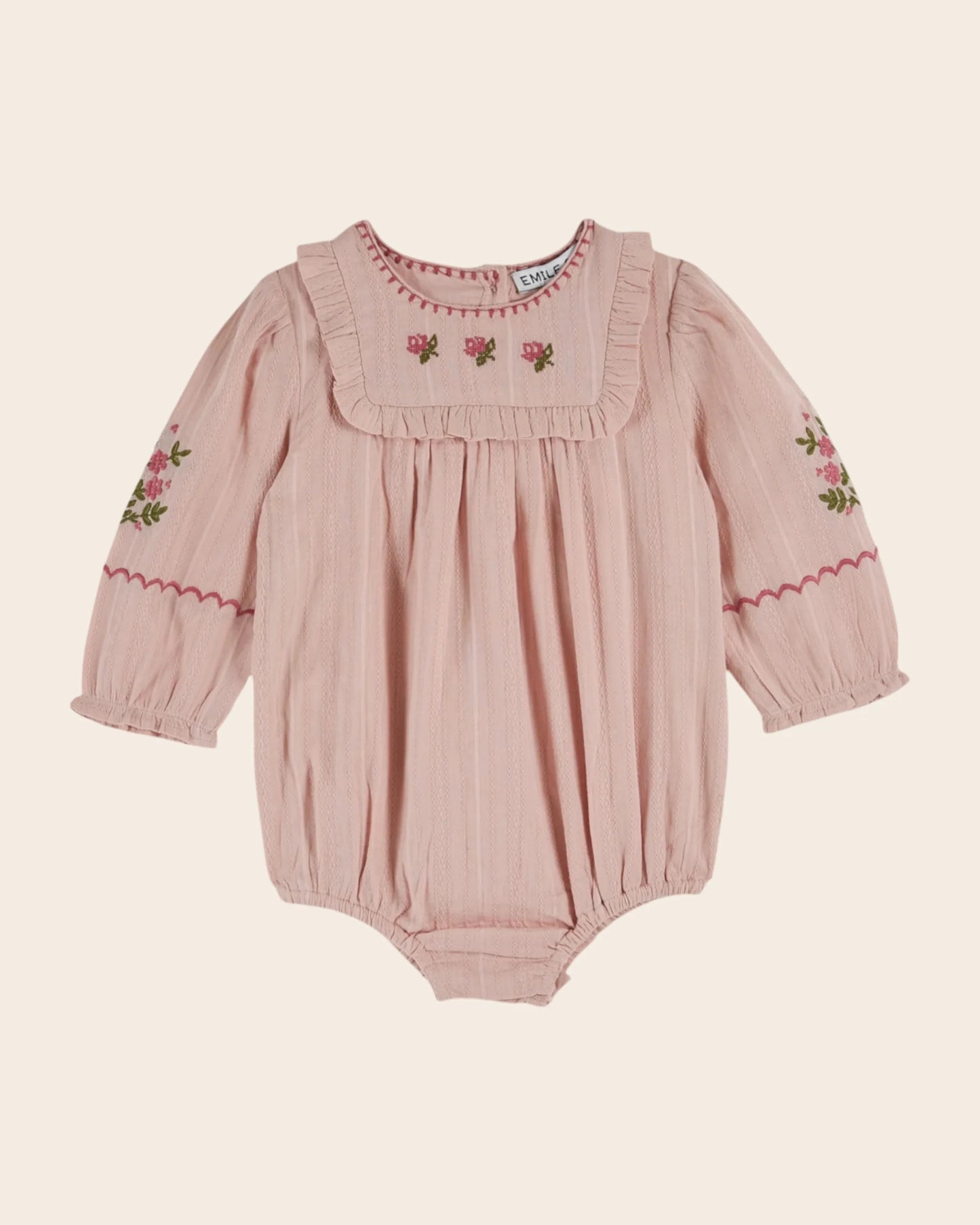 Emile Et Ida Pink Floral Embroidered Romper