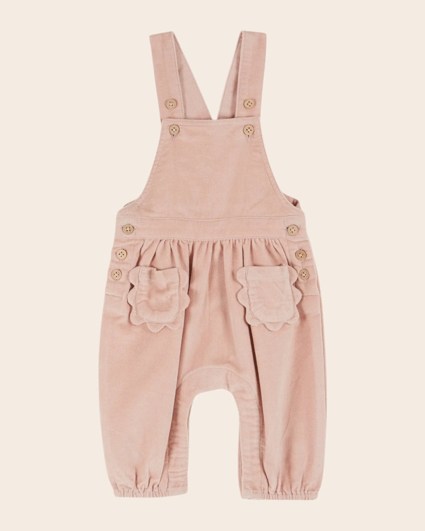 Emile Et Ida Peony Velvet Baby Overalls