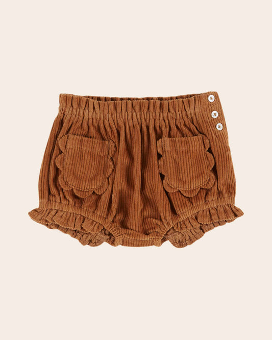 Emile Et Ida Caramel Velvet Flower Pockets Bloomer