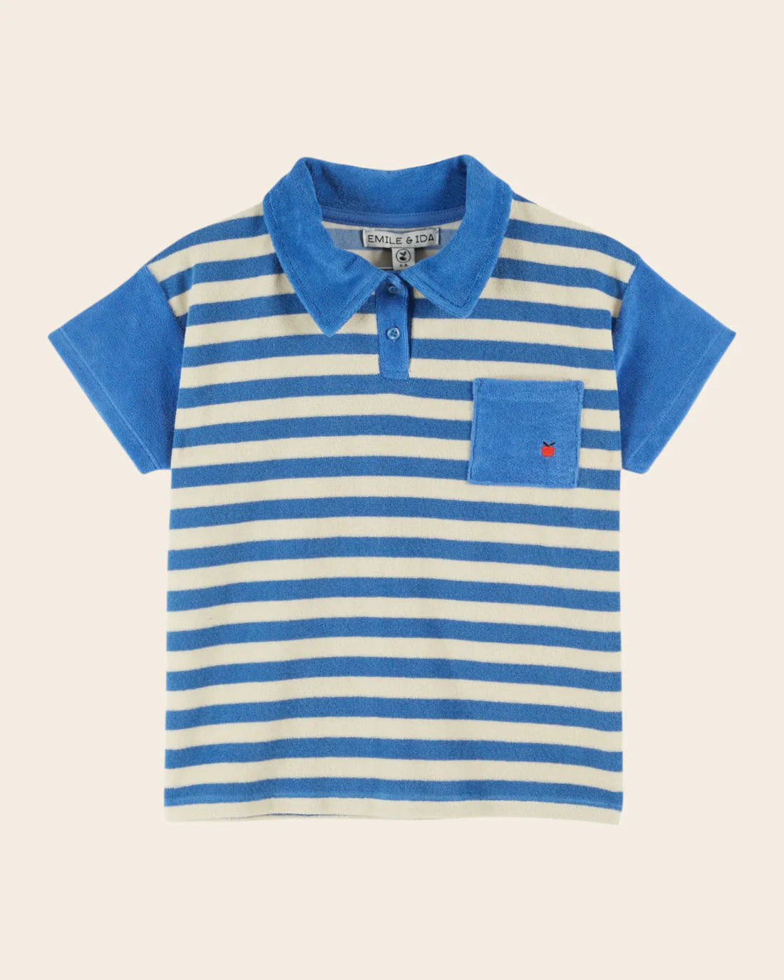Emile & Ida Two-Tone Striped Terry Polo  Rayure Mer