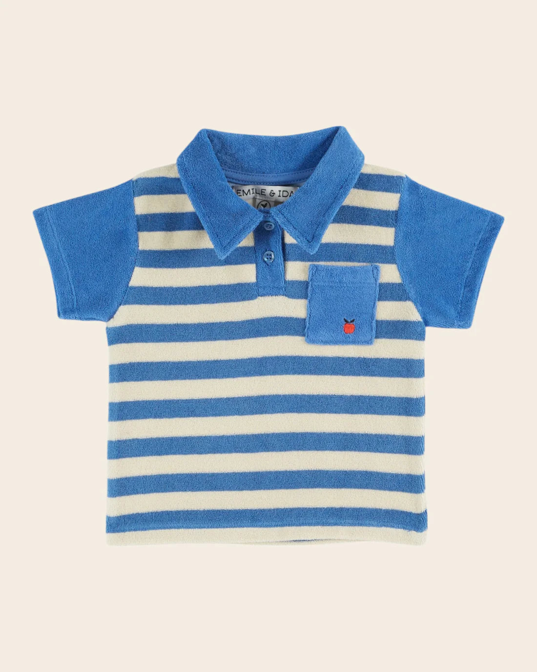 Emile & Ida Two-Tone Striped Terry Polo  Rayure Mer