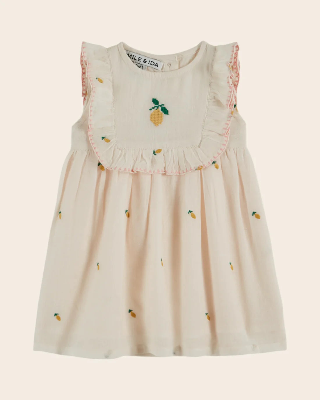 Emile & Ida Embroidered Dress Creme