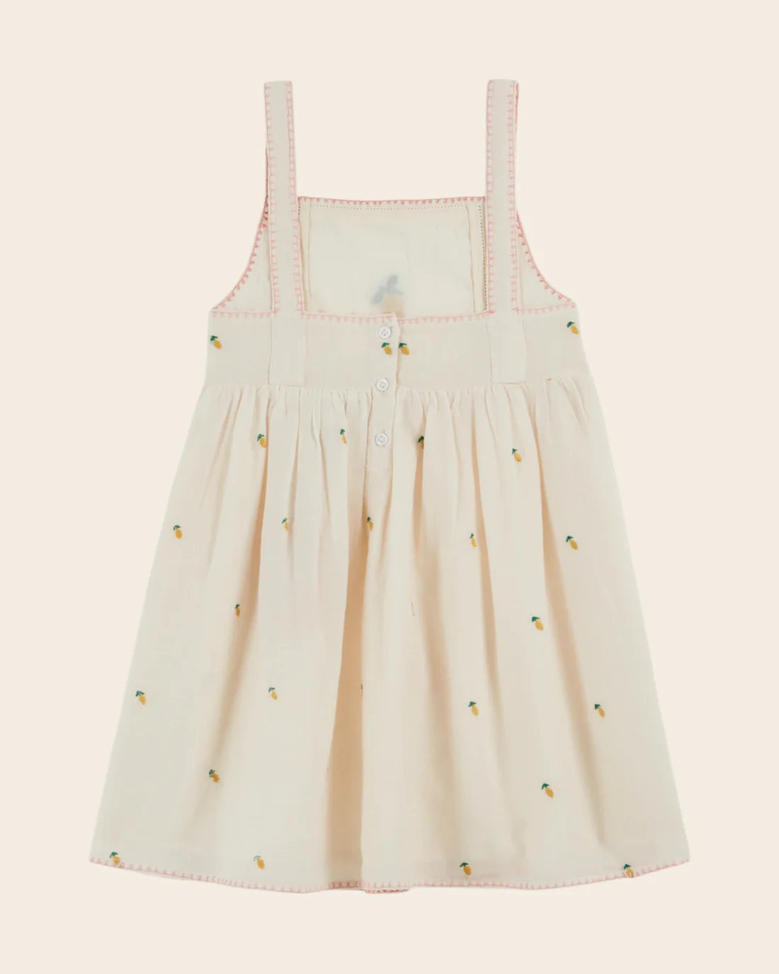 Emile & Ida Heart Embroidered Dress Creme