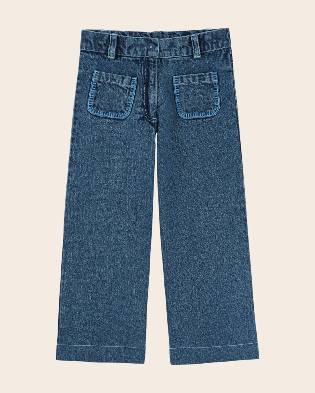 Emile & Ida Denim Embroidered Pocket Trousers