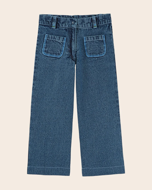 Emile & Ida Denim Embroidered Pocket Trousers