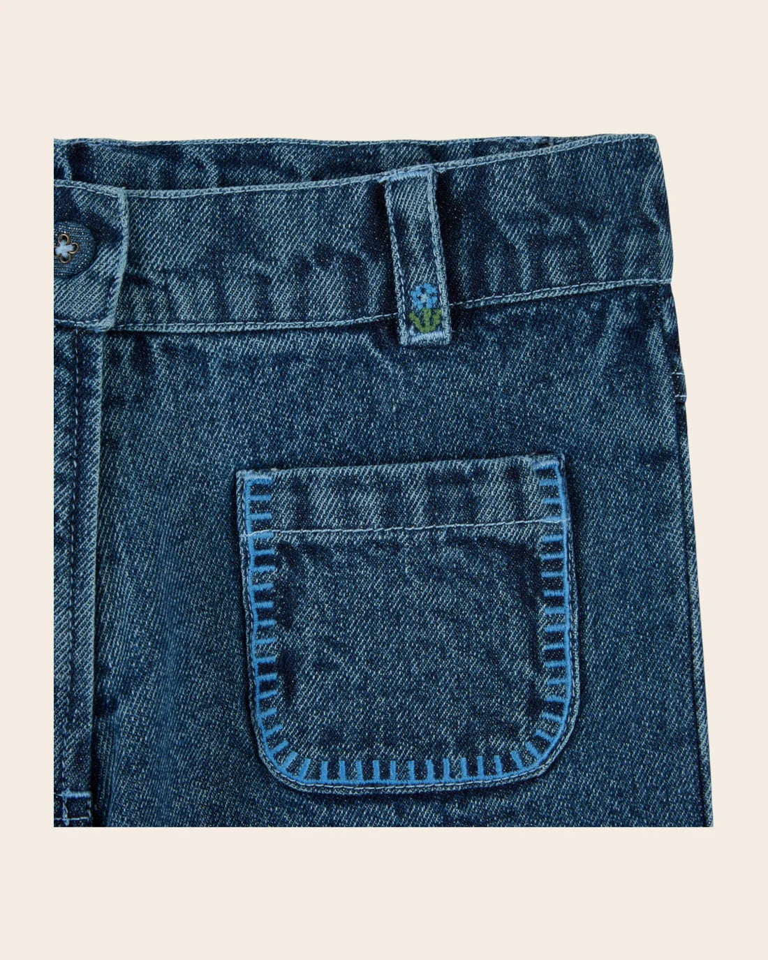 Emile & Ida Denim Embroidered Pocket Trousers