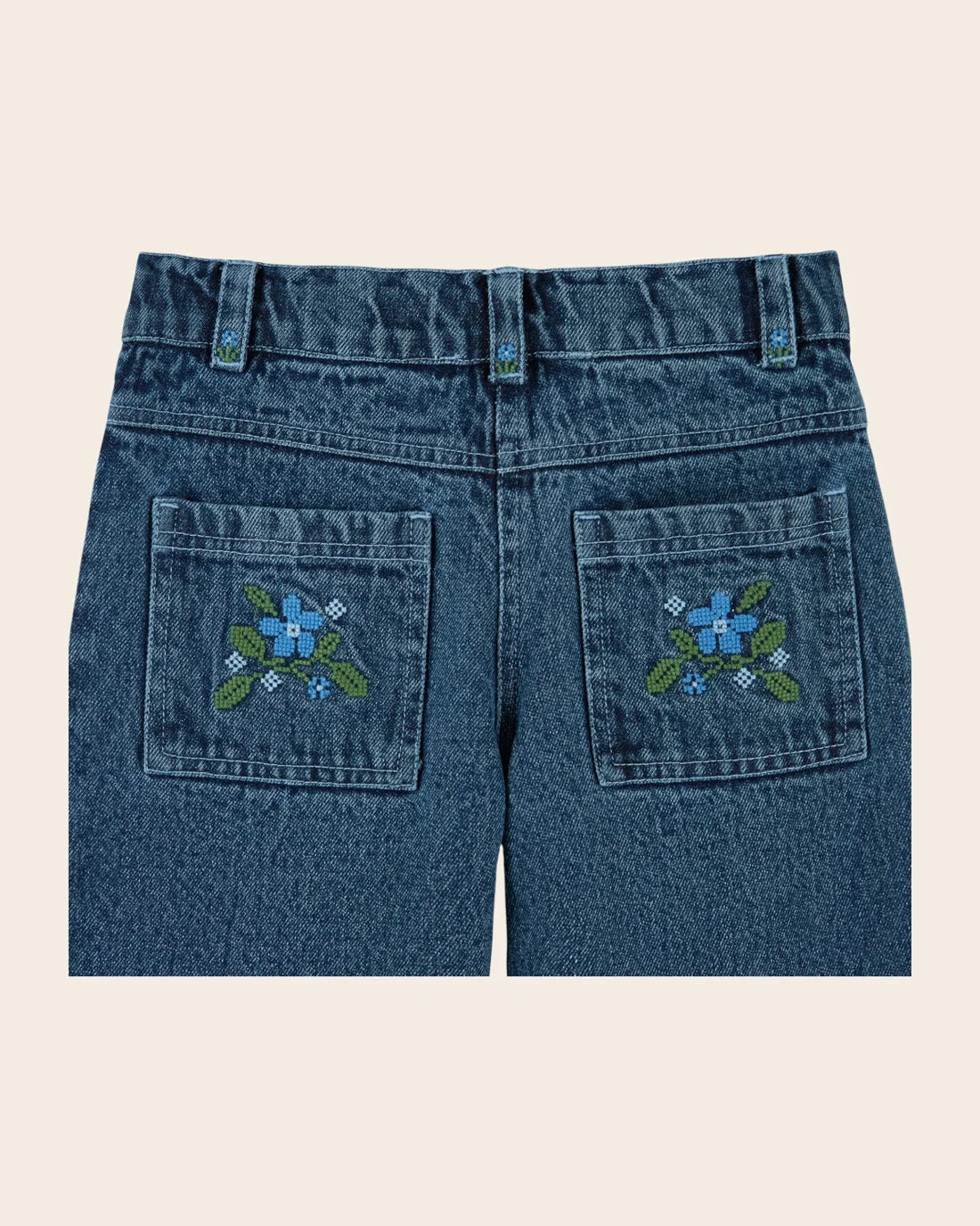 Emile & Ida Denim Embroidered Pocket Trousers