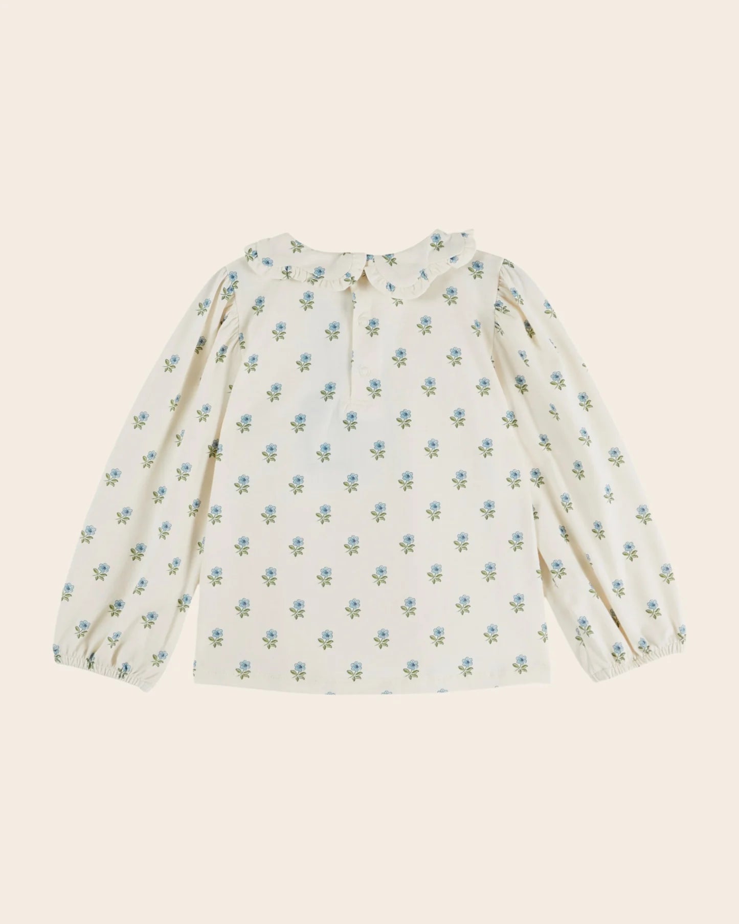 Emile & Ida Flower Collar Printed Jersey Blouse Scarlet
