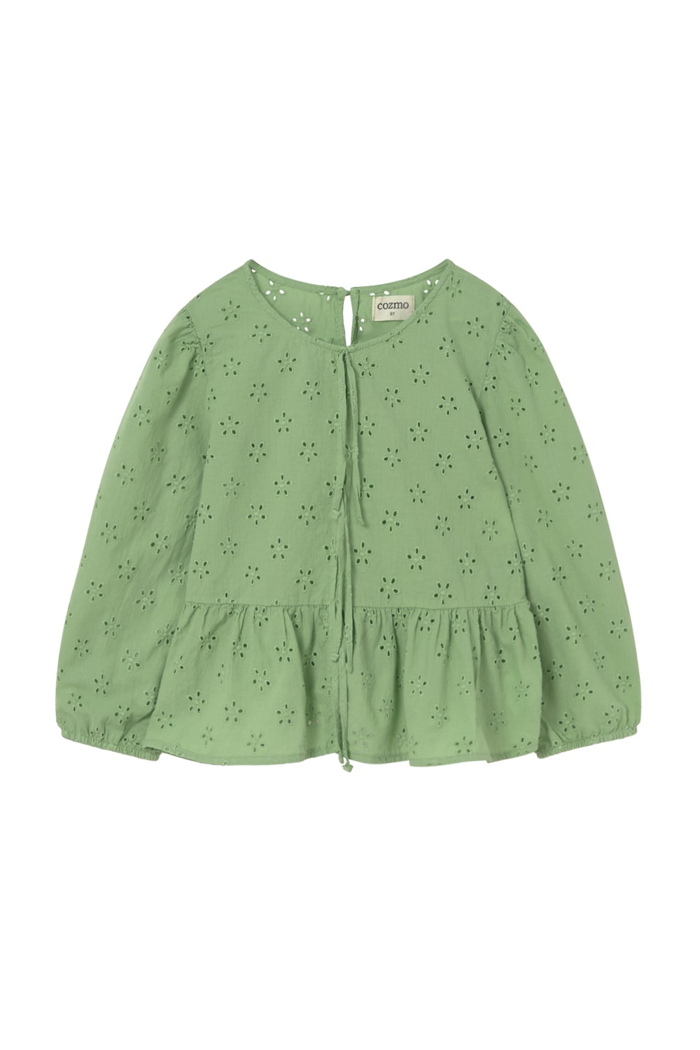 Cozmo Alma Swiss Embroidery Cotton Blouse Green