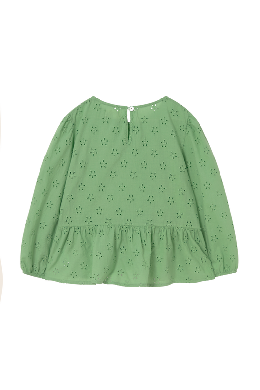 Cozmo Alma Swiss Embroidery Cotton Blouse Green