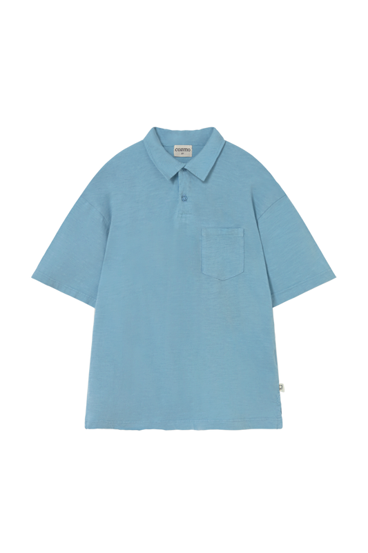 Cozmo Arnold Soft Slub Cotton Polo T-Shirt Blue